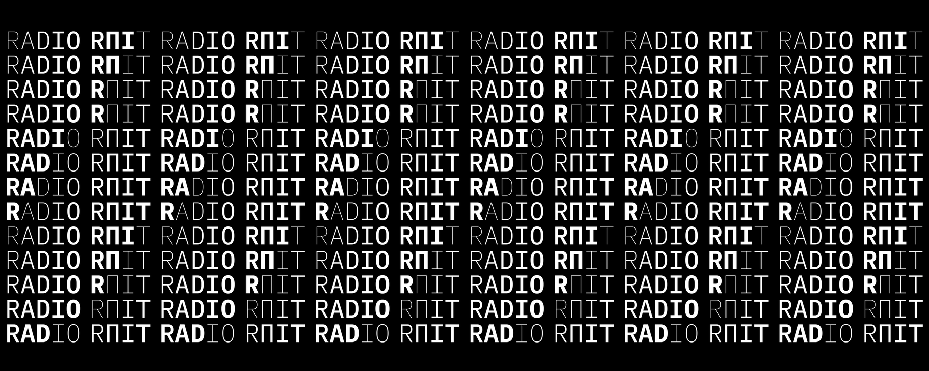 typografische herhaling van de woorden 'Radio Ruit'